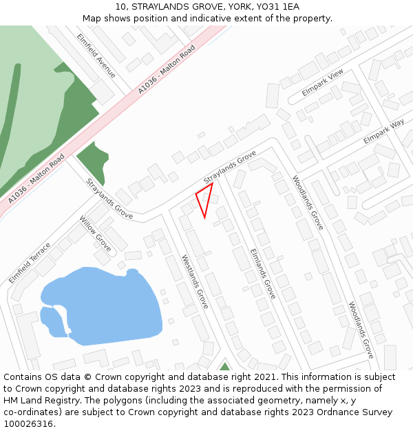 10, STRAYLANDS GROVE, YORK, YO31 1EA: Location map and indicative extent of plot