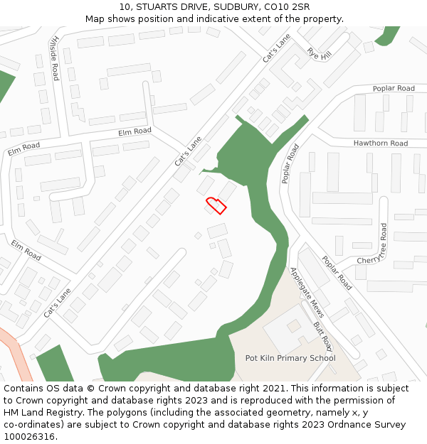 10, STUARTS DRIVE, SUDBURY, CO10 2SR: Location map and indicative extent of plot