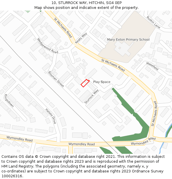 10, STURROCK WAY, HITCHIN, SG4 0EP: Location map and indicative extent of plot