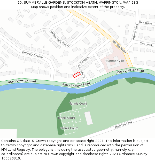 10, SUMMERVILLE GARDENS, STOCKTON HEATH, WARRINGTON, WA4 2EG: Location map and indicative extent of plot