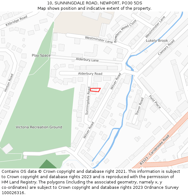 10, SUNNINGDALE ROAD, NEWPORT, PO30 5DS: Location map and indicative extent of plot