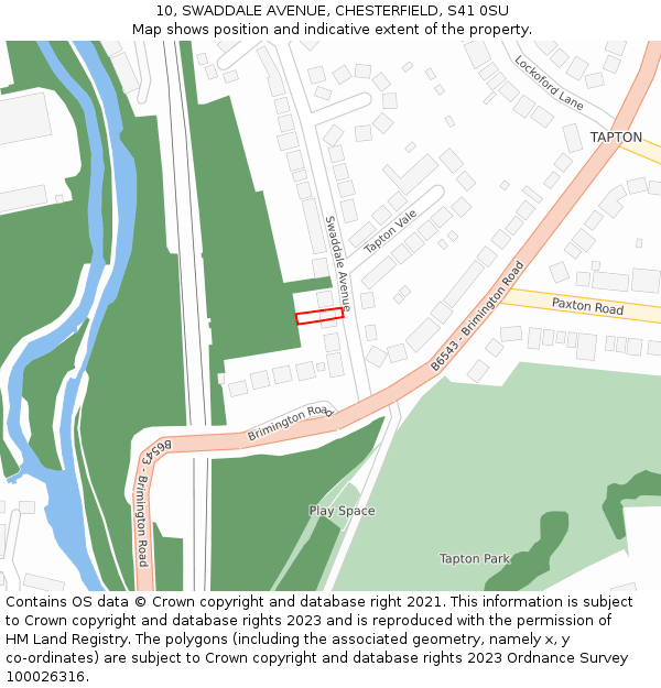 10, SWADDALE AVENUE, CHESTERFIELD, S41 0SU: Location map and indicative extent of plot