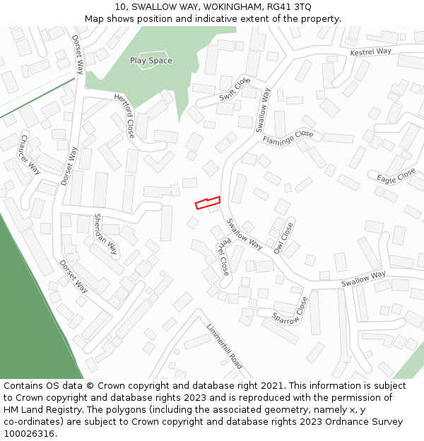 10, SWALLOW WAY, WOKINGHAM, RG41 3TQ: Location map and indicative extent of plot