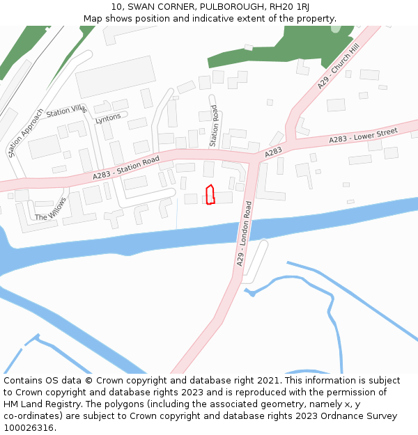 10, SWAN CORNER, PULBOROUGH, RH20 1RJ: Location map and indicative extent of plot