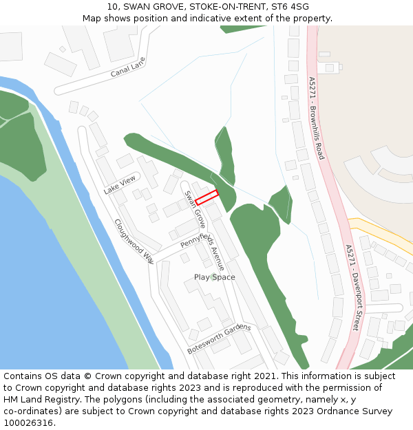 10, SWAN GROVE, STOKE-ON-TRENT, ST6 4SG: Location map and indicative extent of plot