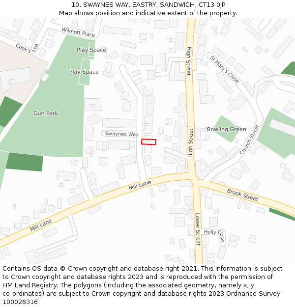 10, SWAYNES WAY, EASTRY, SANDWICH, CT13 0JP: Location map and indicative extent of plot