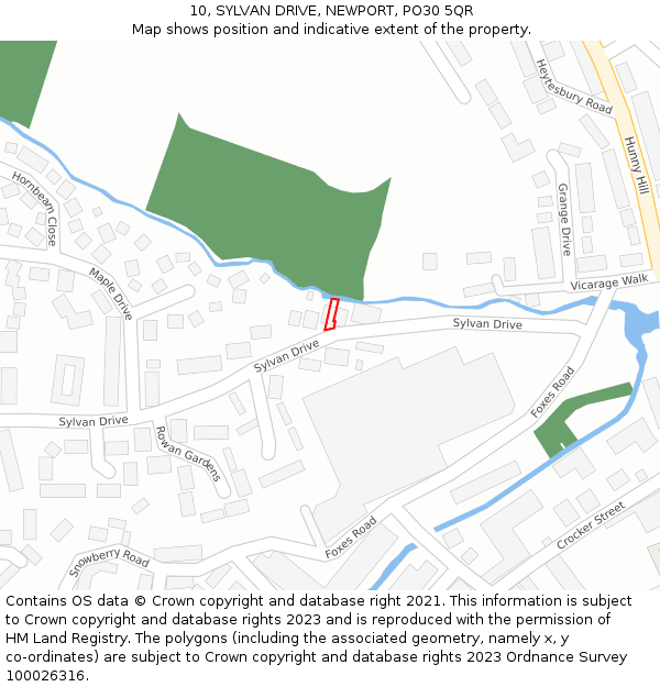 10, SYLVAN DRIVE, NEWPORT, PO30 5QR: Location map and indicative extent of plot