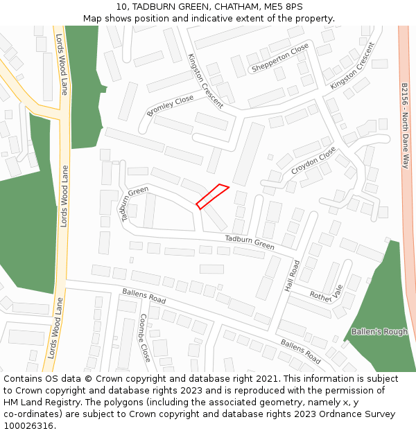 10, TADBURN GREEN, CHATHAM, ME5 8PS: Location map and indicative extent of plot