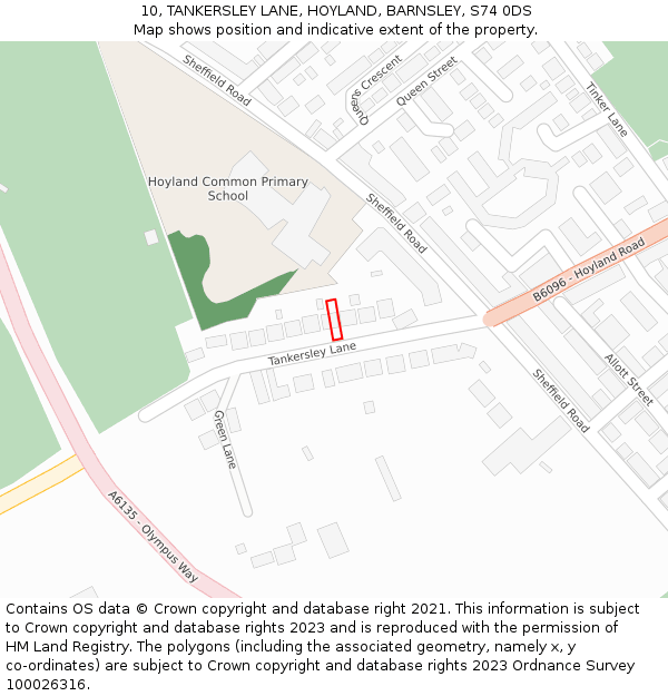 10, TANKERSLEY LANE, HOYLAND, BARNSLEY, S74 0DS: Location map and indicative extent of plot