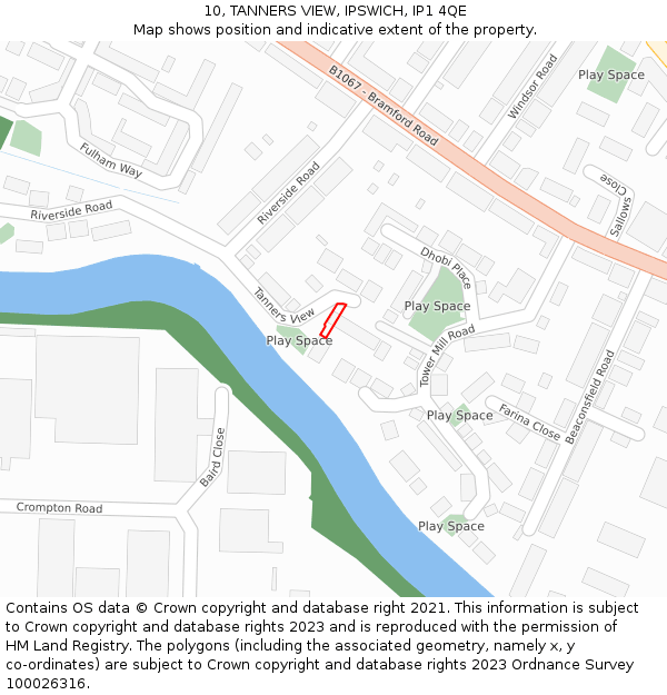 10, TANNERS VIEW, IPSWICH, IP1 4QE: Location map and indicative extent of plot