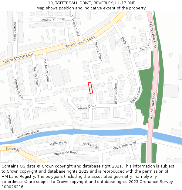 10, TATTERSALL DRIVE, BEVERLEY, HU17 0NE: Location map and indicative extent of plot