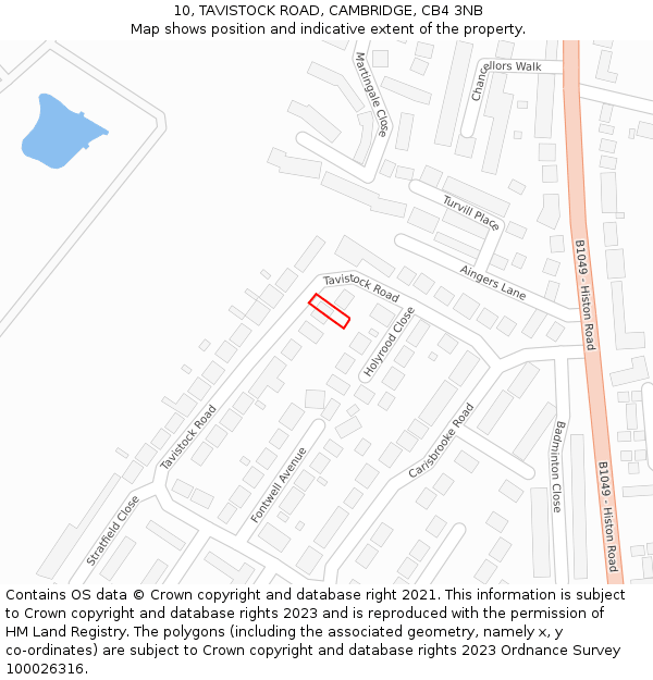 10, TAVISTOCK ROAD, CAMBRIDGE, CB4 3NB: Location map and indicative extent of plot