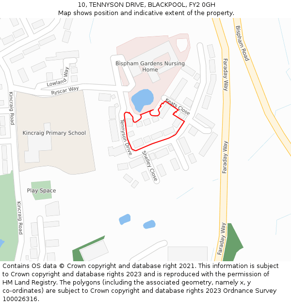 10, TENNYSON DRIVE, BLACKPOOL, FY2 0GH: Location map and indicative extent of plot