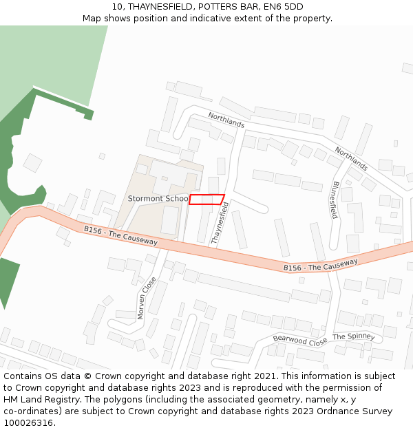 10, THAYNESFIELD, POTTERS BAR, EN6 5DD: Location map and indicative extent of plot