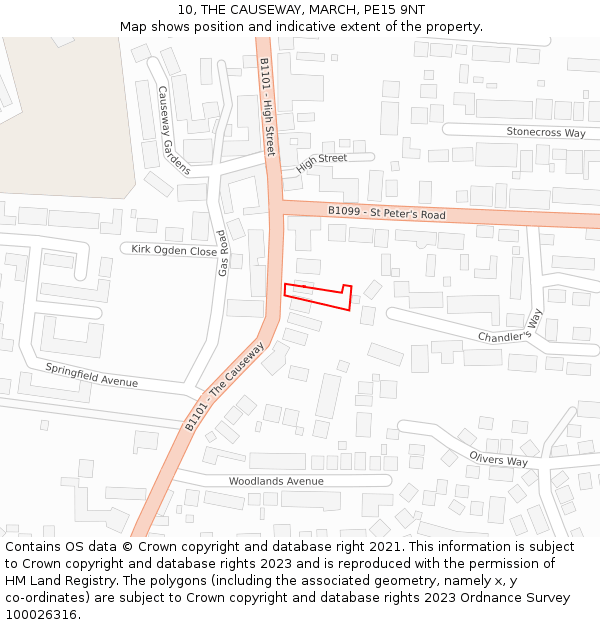 10, THE CAUSEWAY, MARCH, PE15 9NT: Location map and indicative extent of plot