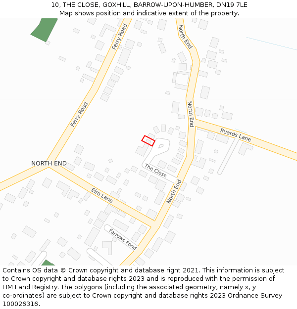 10, THE CLOSE, GOXHILL, BARROW-UPON-HUMBER, DN19 7LE: Location map and indicative extent of plot