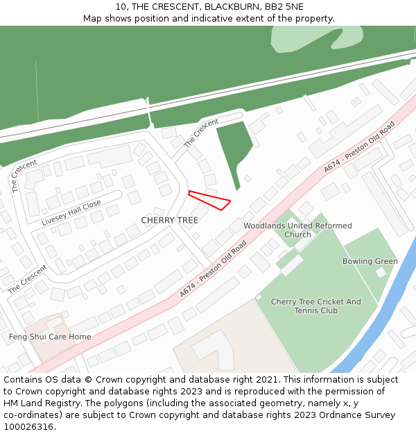 10, THE CRESCENT, BLACKBURN, BB2 5NE: Location map and indicative extent of plot