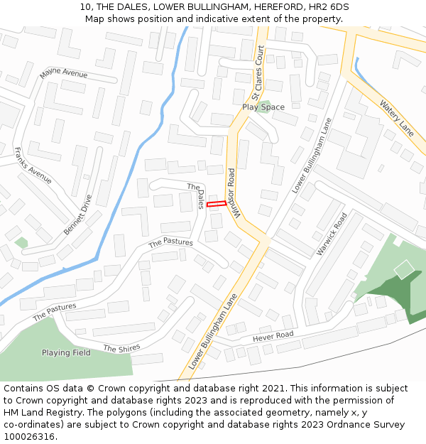 10, THE DALES, LOWER BULLINGHAM, HEREFORD, HR2 6DS: Location map and indicative extent of plot