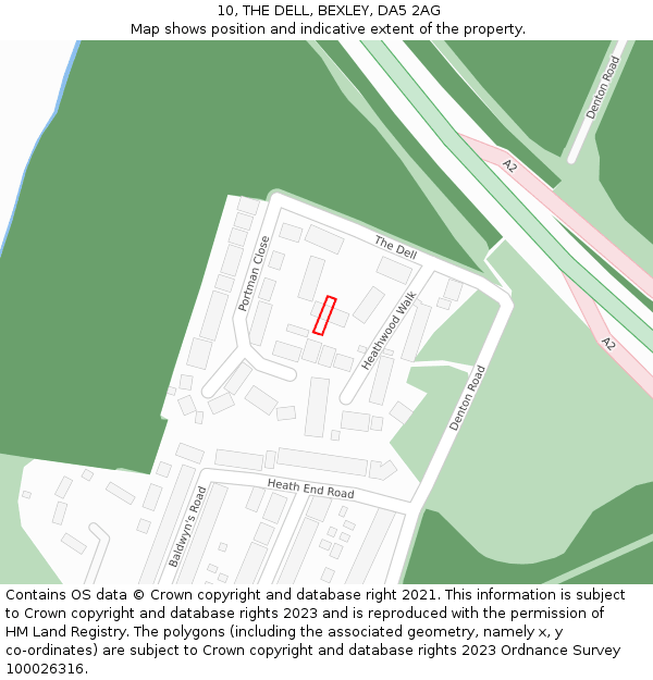 10, THE DELL, BEXLEY, DA5 2AG: Location map and indicative extent of plot