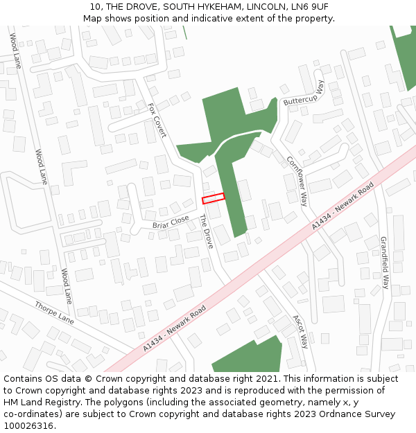 10, THE DROVE, SOUTH HYKEHAM, LINCOLN, LN6 9UF: Location map and indicative extent of plot