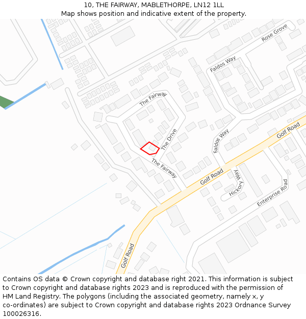 10, THE FAIRWAY, MABLETHORPE, LN12 1LL: Location map and indicative extent of plot