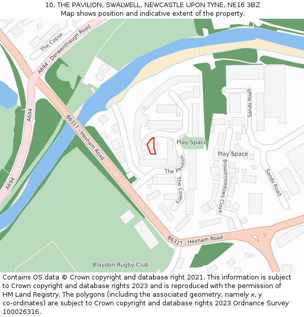 10, THE PAVILION, SWALWELL, NEWCASTLE UPON TYNE, NE16 3BZ: Location map and indicative extent of plot