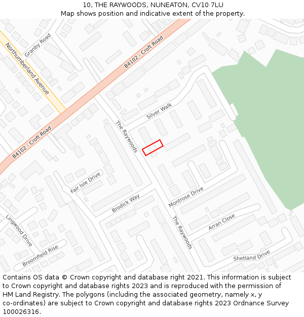 10, THE RAYWOODS, NUNEATON, CV10 7LU: Location map and indicative extent of plot