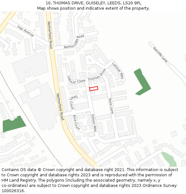 10, THOMAS DRIVE, GUISELEY, LEEDS, LS20 9PL: Location map and indicative extent of plot