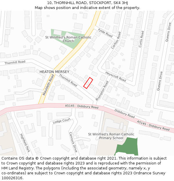 10, THORNHILL ROAD, STOCKPORT, SK4 3HJ: Location map and indicative extent of plot