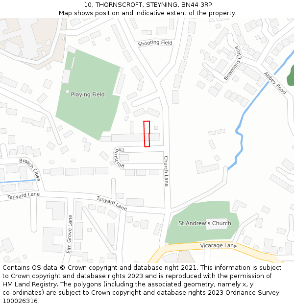 10, THORNSCROFT, STEYNING, BN44 3RP: Location map and indicative extent of plot