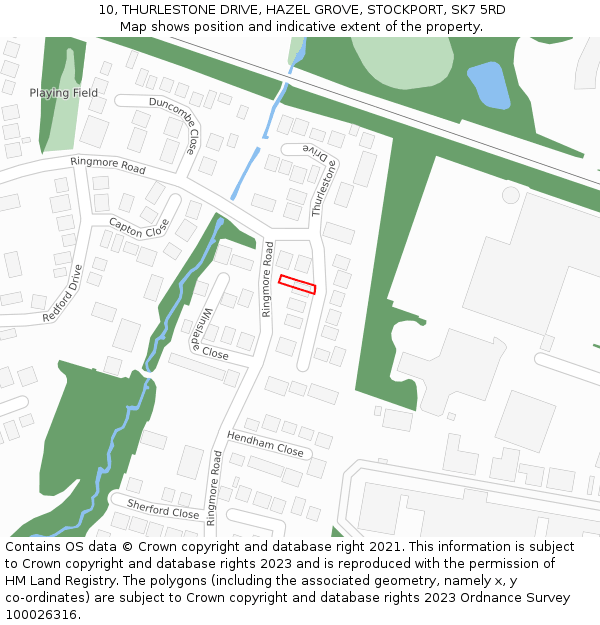 10, THURLESTONE DRIVE, HAZEL GROVE, STOCKPORT, SK7 5RD: Location map and indicative extent of plot