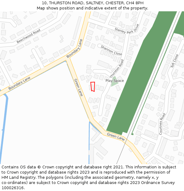 10, THURSTON ROAD, SALTNEY, CHESTER, CH4 8PH: Location map and indicative extent of plot