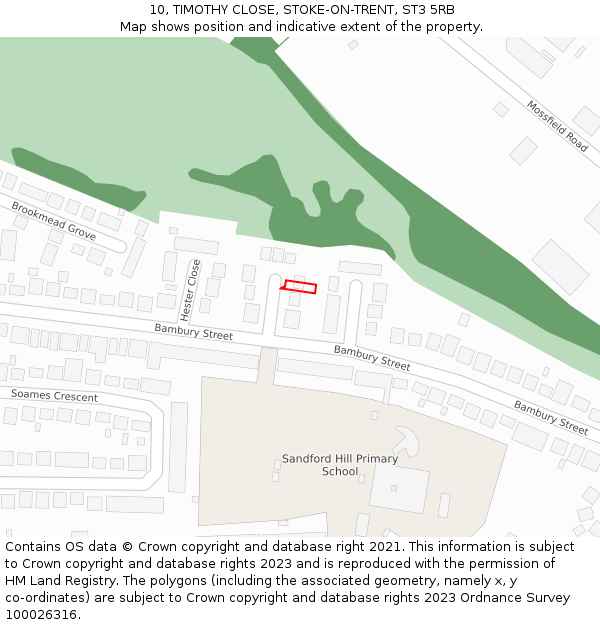 10, TIMOTHY CLOSE, STOKE-ON-TRENT, ST3 5RB: Location map and indicative extent of plot