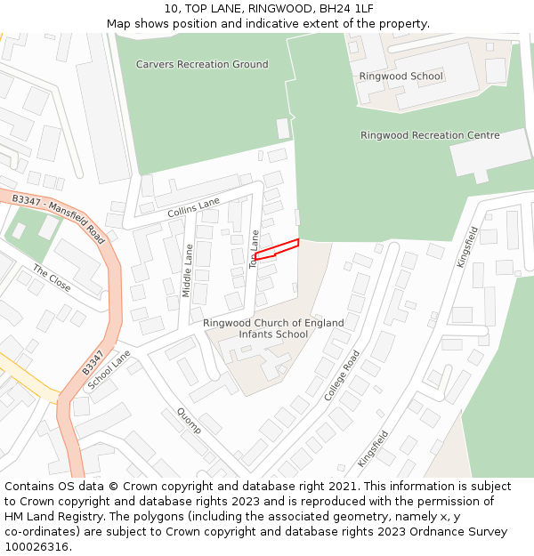 10, TOP LANE, RINGWOOD, BH24 1LF: Location map and indicative extent of plot