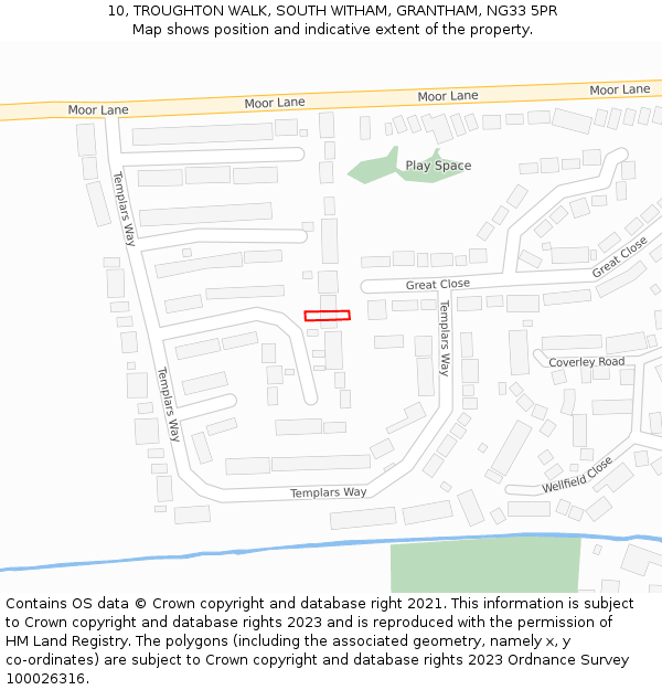 10, TROUGHTON WALK, SOUTH WITHAM, GRANTHAM, NG33 5PR: Location map and indicative extent of plot