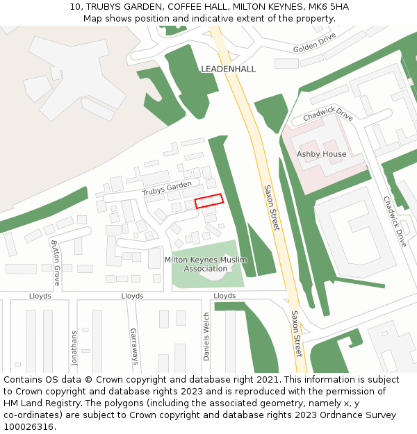 10, TRUBYS GARDEN, COFFEE HALL, MILTON KEYNES, MK6 5HA: Location map and indicative extent of plot