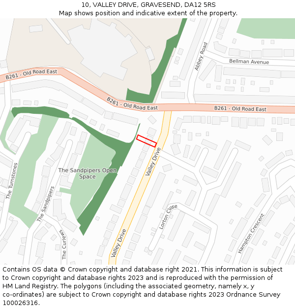 10, VALLEY DRIVE, GRAVESEND, DA12 5RS: Location map and indicative extent of plot