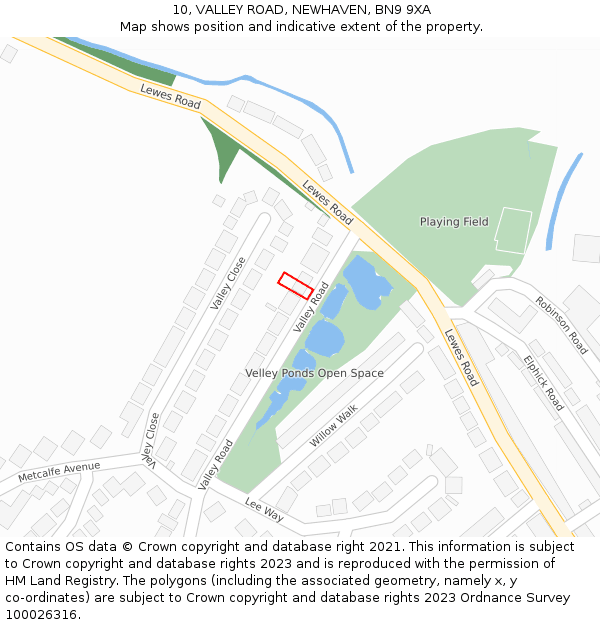 10, VALLEY ROAD, NEWHAVEN, BN9 9XA: Location map and indicative extent of plot