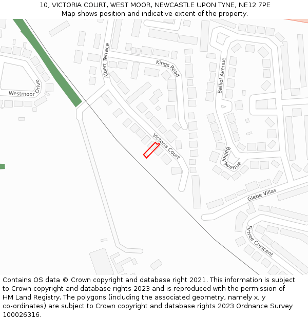 10, VICTORIA COURT, WEST MOOR, NEWCASTLE UPON TYNE, NE12 7PE: Location map and indicative extent of plot