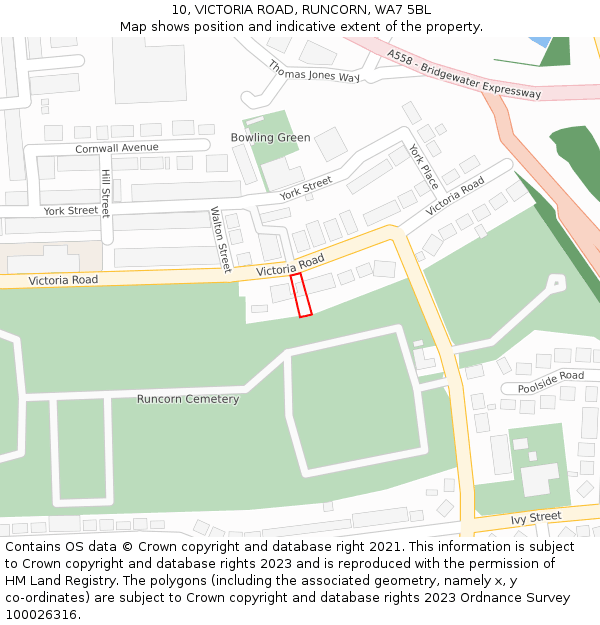 10, VICTORIA ROAD, RUNCORN, WA7 5BL: Location map and indicative extent of plot