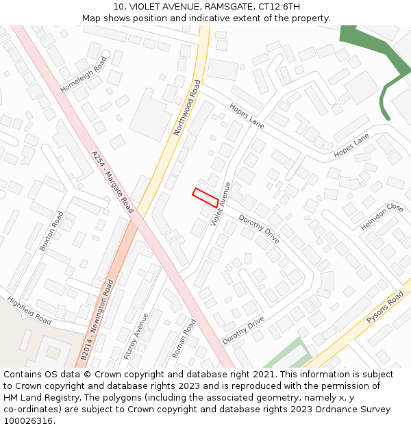 10, VIOLET AVENUE, RAMSGATE, CT12 6TH: Location map and indicative extent of plot