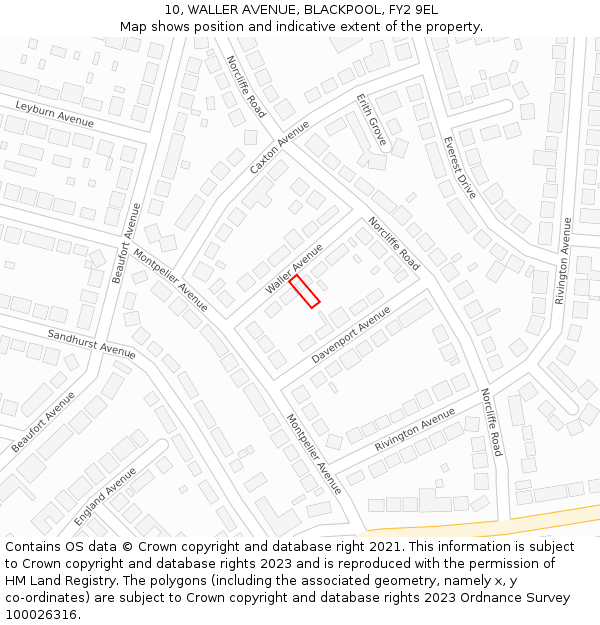 10, WALLER AVENUE, BLACKPOOL, FY2 9EL: Location map and indicative extent of plot