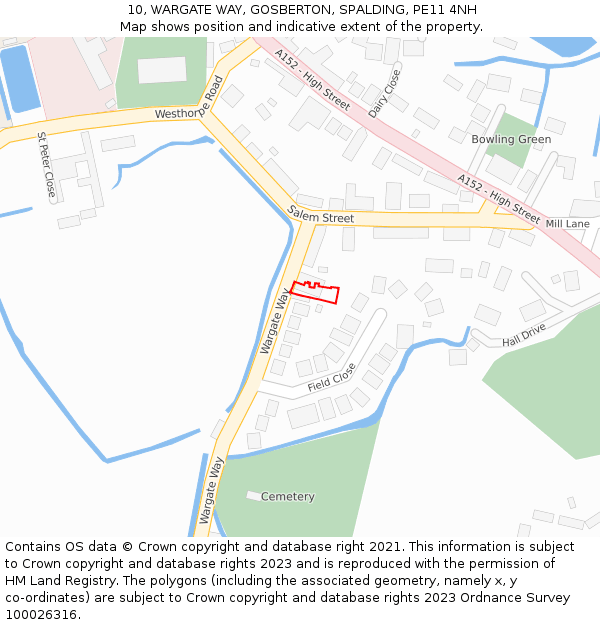10, WARGATE WAY, GOSBERTON, SPALDING, PE11 4NH: Location map and indicative extent of plot