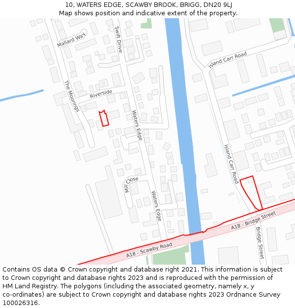 10, WATERS EDGE, SCAWBY BROOK, BRIGG, DN20 9LJ: Location map and indicative extent of plot