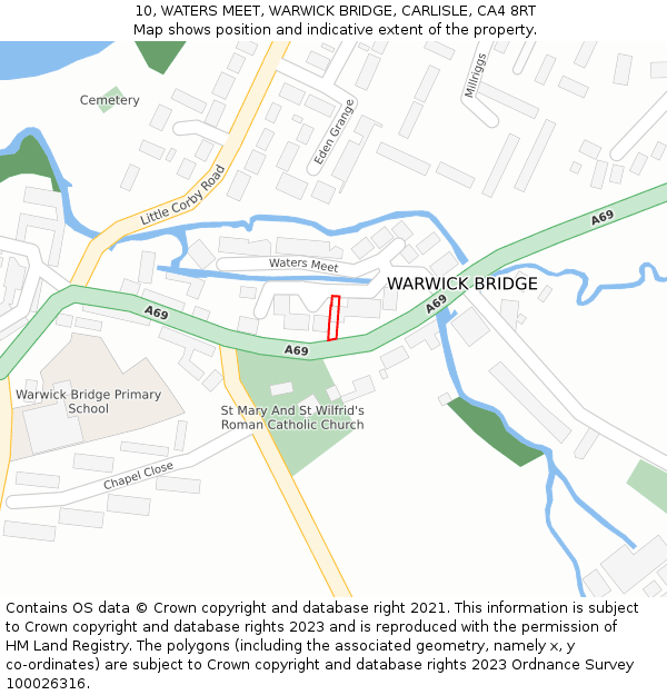 10, WATERS MEET, WARWICK BRIDGE, CARLISLE, CA4 8RT: Location map and indicative extent of plot