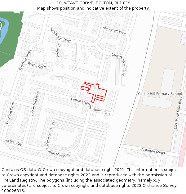 10, WEAVE GROVE, BOLTON, BL1 8FY: Location map and indicative extent of plot