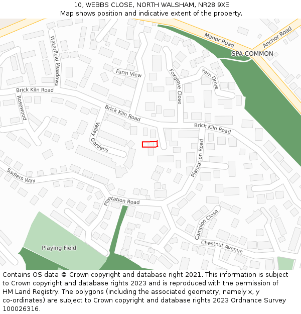 10, WEBBS CLOSE, NORTH WALSHAM, NR28 9XE: Location map and indicative extent of plot