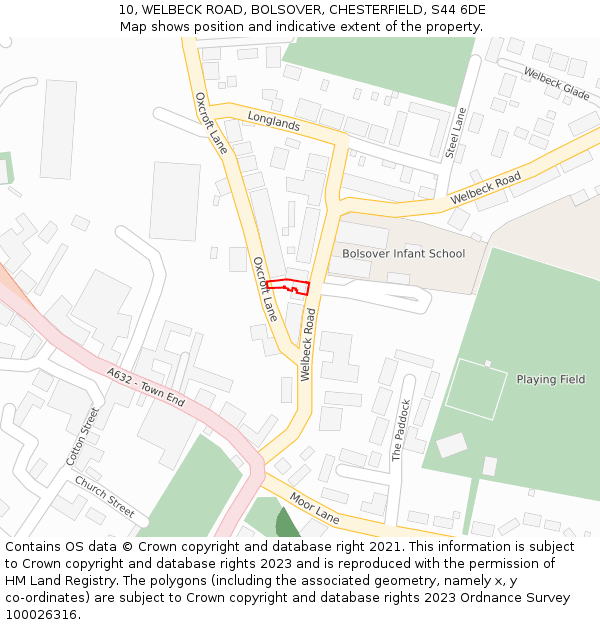 10, WELBECK ROAD, BOLSOVER, CHESTERFIELD, S44 6DE: Location map and indicative extent of plot