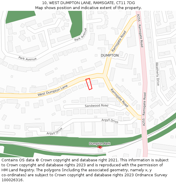 10, WEST DUMPTON LANE, RAMSGATE, CT11 7DG: Location map and indicative extent of plot