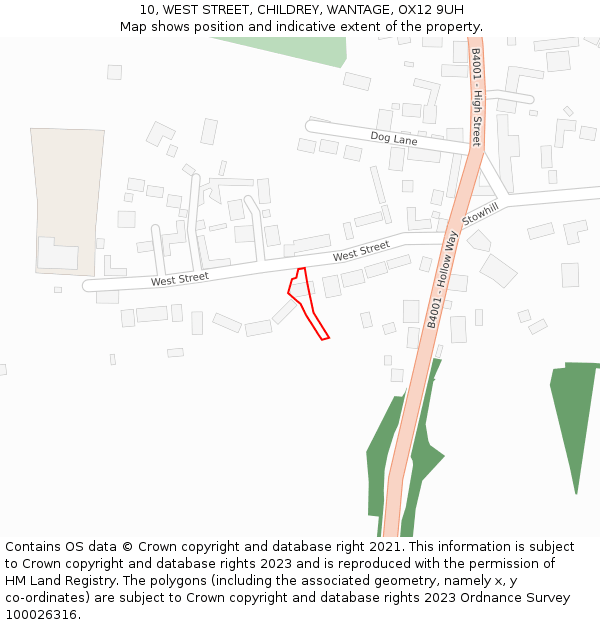 10, WEST STREET, CHILDREY, WANTAGE, OX12 9UH: Location map and indicative extent of plot